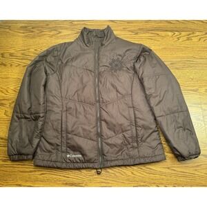 Columbia Puffer Jacket Womens Large Lightweight Quilted Full Zip Brown Coat